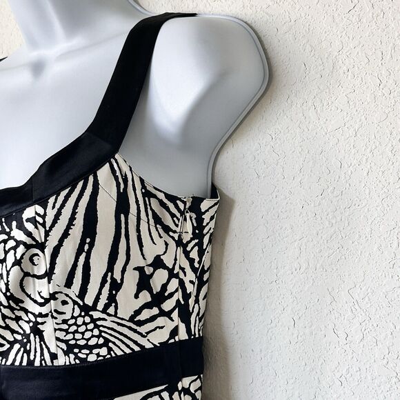 NWT Diane Von Furstenberg 2 Dress Sheath Black & White Silk Pencil Fish Print - Picture 11 of 12
